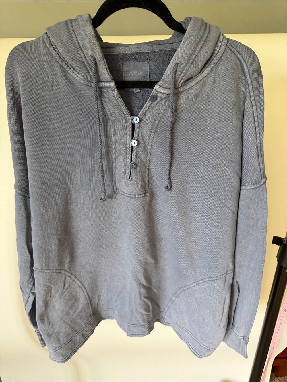 Aerie Mineral washed Hooded Pullover Sweatshirt - blue gray